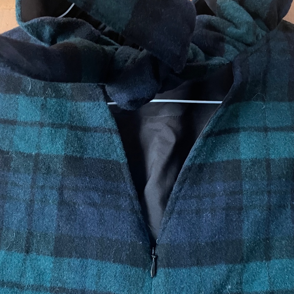 NWOT Tuckernuck Blackwatch Plaid Top with Ruffle Neck & Bow in Back, Fully Lined - Picture 4 of 7